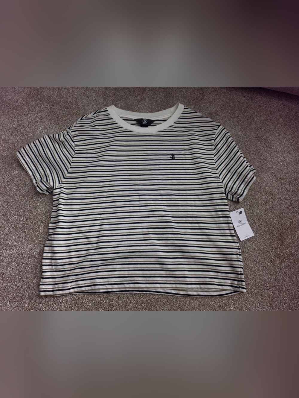 Volcom Striped Crewneck Tee - White & Black